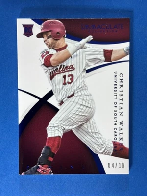 2015 Panini Immaculate Collegiate Blue #123 Christian Walker RC Gamecocks #/10 - Image 1 of 2