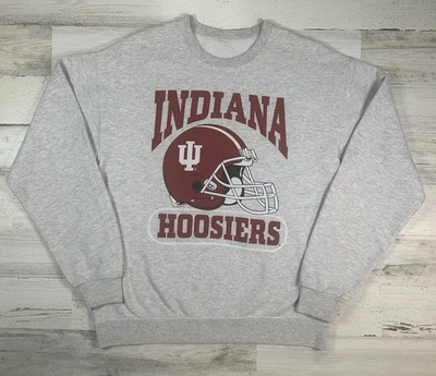 Sudadera De Colección Años 90 Indiana Hoosier Universidad Fútbol Gris Cuello Redondo Foto 1 de 4