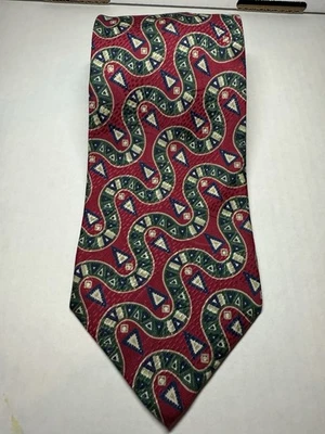 VTG ROBERT TALBOTT Yankee Peddler Silk Tie Made USA Red Geometric Jacquard XLong - Image 1 of 4
