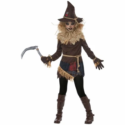 Creepy Scarecrow Horror Scary Monster Halloween Tween Girls Costume - Image 1 of 4