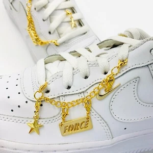 Neue Schuh Kette Nike Lucky Charms Air Force 1 Jordan Gold 37 38 39 40 41 42 43 - Picture 1 of 4