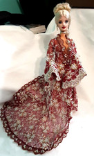 Vintage Red Hand Beaded Gown OOAK Barbie Fashion For Mattel Barbie Dolls