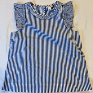Crewcuts  Blouse Girls Size 10 ruffle Sleeveless Pattered Top Blue - Picture 1 of 4