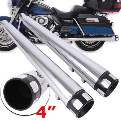 Tubos de escape silenciadores antideslizantes ADN de 4" para Harley Road Street Electra Glide 95-16 Foto 1 de 4