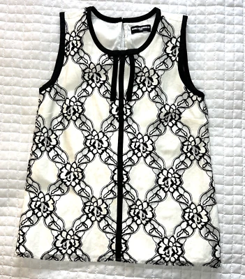 Camiseta sin mangas KARL Lagerfeld negra blanca con lazo de encaje en capas nueva sin etiquetas elegante Lg Foto 1 de 4