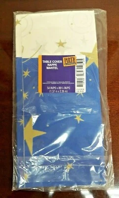 Mantel de papel con sello de sello de estrellas azules y doradas 54 x 89  Foto 1 de 2