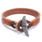 Whale Tail Metal Clasp Brown Leather Womens Bracelet - US Shipper!