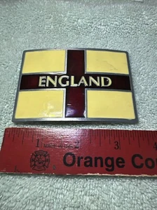 Schnalle Gürtel ENGLAND creme elfenbein mit Burgunder 3,5" über 1,5 Zoll Schlitz Gürtel GESCHENK - Bild 1 von 2