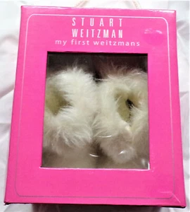 STUART WEITZMAN Size 1 Baby BEAR BOOTIES Cream White Faux Fur Up to 3 Months Old - Picture 1 of 12