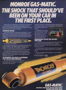 1985 Vintage Print Ad Monroe Gas-Matic The Shock That Should've Been on Car - Bild 1 von 2