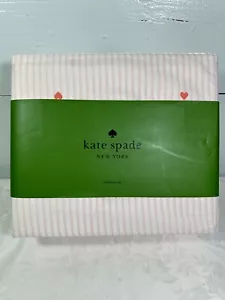 New Kate Spade Pink/White Heart Stripped Full Sheet Set - Picture 1 of 5