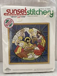 NATIVITY WINDOW Crewel Embroidery Kit Sunset Stitchery Christmas Vintage 1980 - Picture 1 of 3