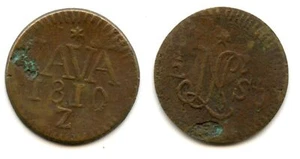 Seltener großer Messing 1/2 Stuiver, Louis Napoleon Bonaparte (1806-1810), Java, 1810, - Bild 1 von 1