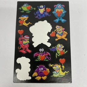 Vtg Monster Valentines Day Stickers American Greetings Cards 1 Incomplete Sheet - Picture 1 of 5