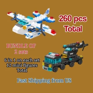Bundle of 2 Sets 260 pcs SWAT Truck and Police Plane Building Blocks - Picture 1 of 5