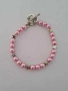Pink with silver star bead bracelet - Picture 1 of 1