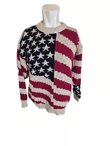 The Limited Vintage 90s Pullover American Flag Sweater Baumwolle Gr. M NEU - Bild 1 von 4
