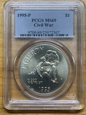 1995-P Civil War Com. Silver Dollar  MS69 PCGS - Image 1 of 2