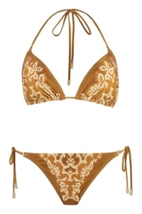 Zimmermann Raie Bikini Swim Two-piece Placement Brown Size AU 4 US 12 NWT $258 - Picture 1 of 14