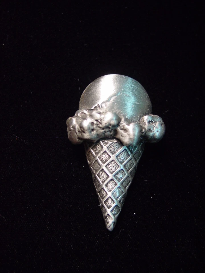 "JJ" Jonette Jewelry Silver Pewter 'ICE CREAM Cone' Tack Pin  - Image 1 of 1