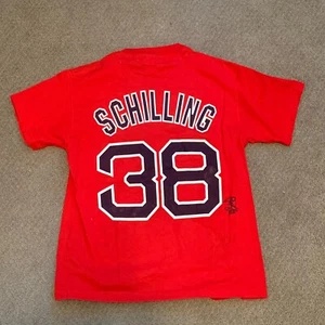 Curt Schilling Boston Red Sox Youth XL 16/18 Jersey Shirt Red - Picture 1 of 3