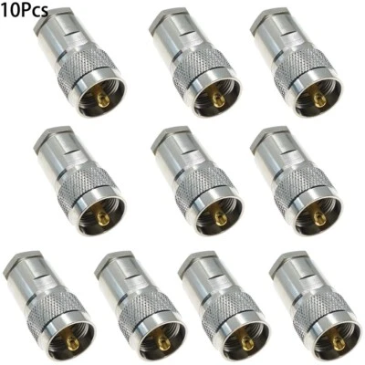 10X UHF PL-259 Male Clamp RF Connectors for Coaxial RG8X LMR240 Coax Wire Cable - Image 1 of 3