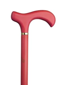 LADIES DERBY HANDLE PINK RIBBON WALKING CANE BREAST CANCER SUPPORT FROM GERMANY - Picture 1 of 1