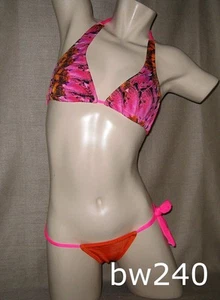 Sexy orange & hot pink gestempelt brasilianischer Bikini Badeanzug Bademode neu mit Etikett XS, S, M - Bild 1 von 1