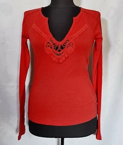 AUTHENTIC AX ARMANI EXCHANGE LOGO EMBROIDERY RED WOMEN'S BLOUSE:US S/6;EU 34 - Picture 1 of 7