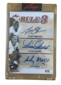 2022 Leaf Art Of Hockey Hockey The Rule Of 3 Andy Moog G Gilbert Gerry Cheevers - Picture 1 of 3