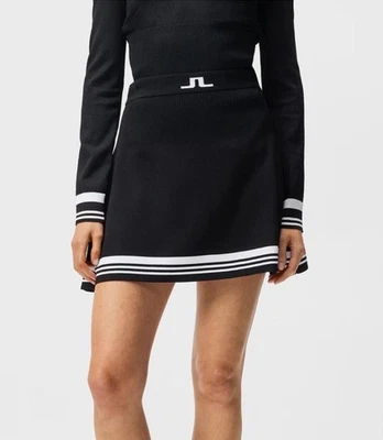 Falda corta de golf J.Lindeberg Frida tejida a rayas FW negra - para mujer talla S Foto 1 de 4