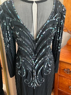 Fabulous Vintage Long Sequined Evening Gown SZ 12...Pure Silk Lining, India - Image 1 of 4