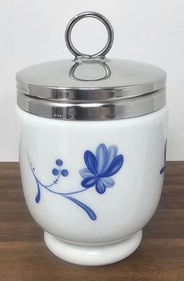 Royal Worcester Fine Porcelain Hand Panted Blue Bow Egg Coddler4" - Image 1 of 4