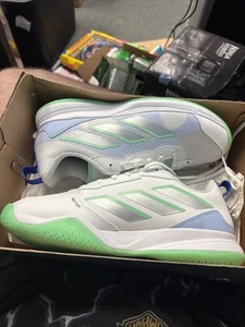 Adidas AvaFlash Womens Fashion Tennis Shoes White/Silver Metallic/Mint 9.5 - Picture 1 of 5