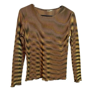 Vintage gestreiftes geripptes Langarmshirt dehnbar Gr. M - Bild 1 von 5