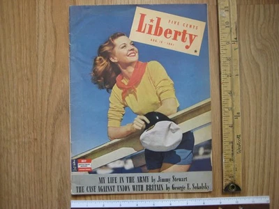 Vintage Liberty Magazine August 16, 1941 Jimmy Stewart Army WW2 Germany Russia - Image 1 of 4