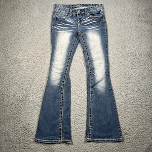 Vanity Jeans Womens 27W 33L Blue Flare Bell Bottom Stretch Denim Classic - Picture 1 of 23