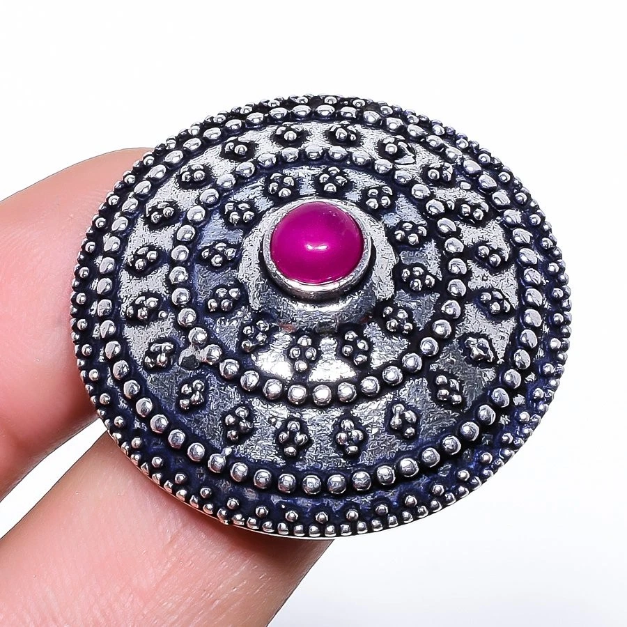 Natural Pink Aventurine Gemstone 925 Sterling Silver Ring Size Adjustable a372 - Image 1 of 4