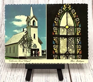 Coldwater Road Chapel Flint, Michigan MI Stained Glass Window Postcard - Picture 1 of 4