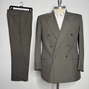 Austin Reed Completo Doppiopetto Plaid Set Due Pezzi 44R 36W Marrone Check - Foto 1 di 14