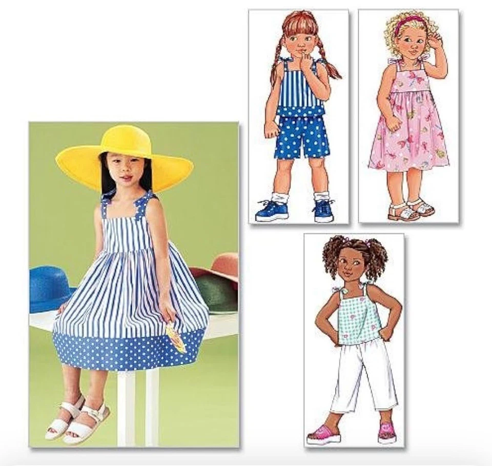 Butterick Sewing Pattern 3477 Children's Dress Top Shorts & Pants Age 6,7,8 Easy - Image 1 of 4