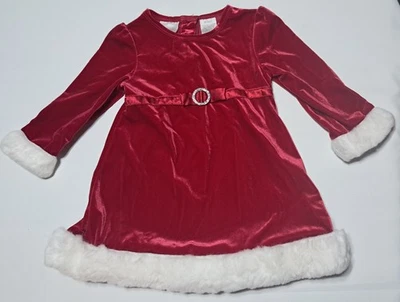 MINI VESTIDO DE VELUDO VERMELHO E BRANCO BEBÊ NATAL PAPAI NOEL TAMANHO 18 M ACABAMENTO DE PELE - Imagem 1 de 3