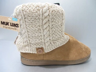 Muk luks Botines Suéter Top Acogedor Sherpa Para Mujer 11 Beige Imitación Gamuza Piel Nuevo con Etiquetas Foto 1 de 4
