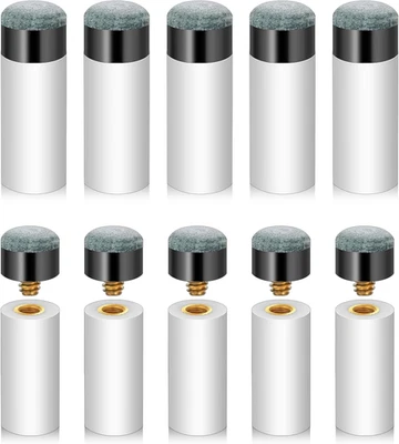 10 Sets of Billiard Cues Tips Replacement with White Pool Cue Stick Ferrules, Bi