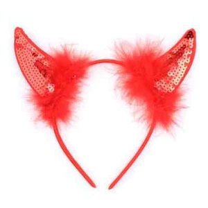 Accesorios para el cabello Mujer Niña Pluma Lentejuelas Cuernos de diablo Diadema Aliceband - Imagen 1 de 3