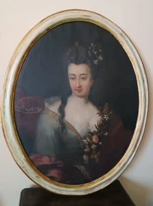 Cuadro ovalado retrato de una noble del siglo XVIII de la escuela italiana 108 cm x84 cm - Imagen 1 de 15