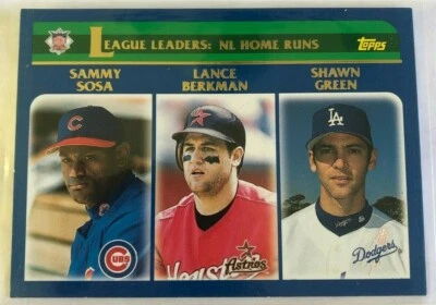 2003 Topps League Leaders Lance Berkman Shawn Green Sammy Sosa #345 Cubs Dodgers - Image 1 of 2
