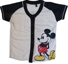 Disney Mickey Mouse Shirt Men L White Black Baseball Jersey Stitched #28 Retro