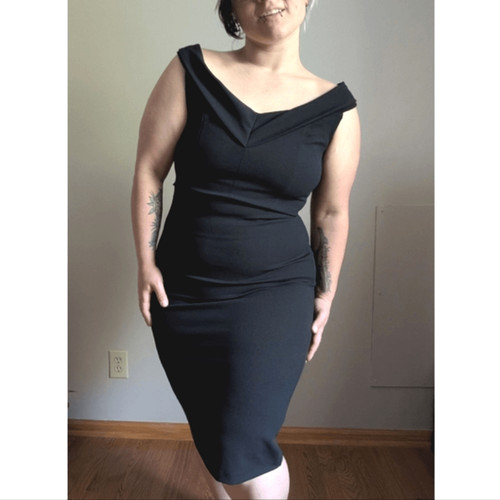 VETEMENTS Abito tubino nero spalle scoperte Eci scollo a V cocktail party minimalista neutro