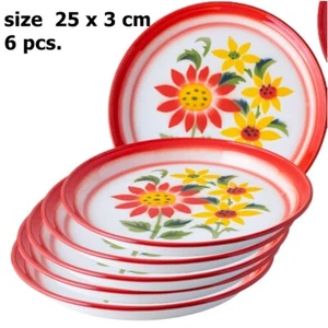 Vintage Enamel Tray Rimmed Food Flower Pattern coated Thai Tradition 25 cm.x 6 - Picture 1 of 7